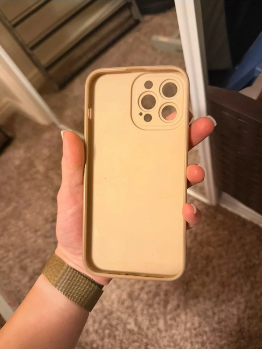 Stylish Beige Cow Print Phone Case with Pop Grip iphone 13 pro max